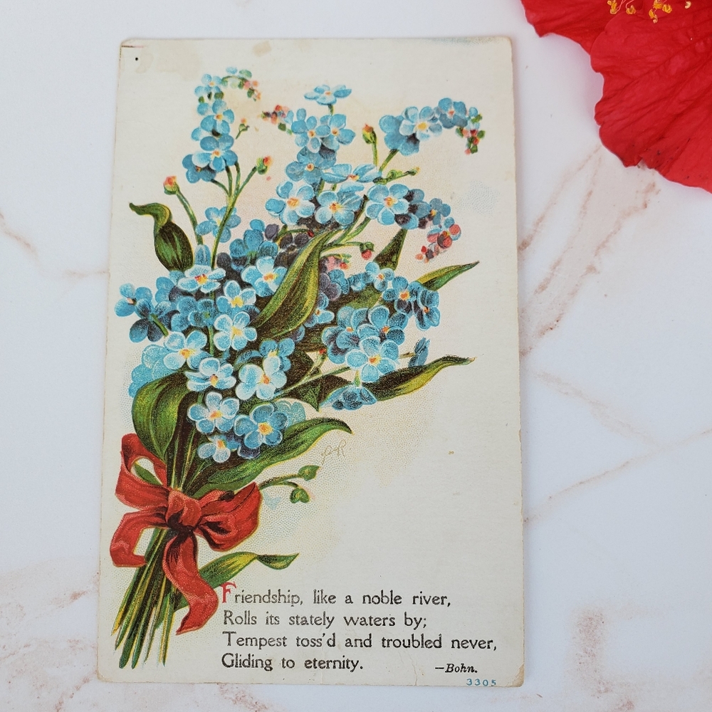 Vintage Friendship themed floral postcard dated 1910 very good condition